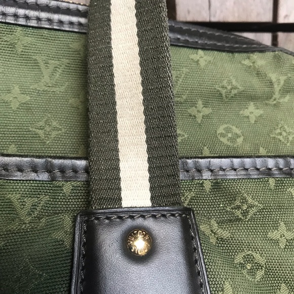 LOUIS VUITTON Green Canvas Leather Cabas Kate Bag - Picture 6 of 16
